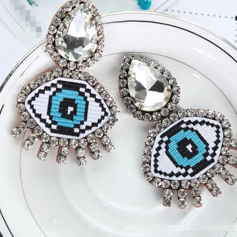 🧿 Blue Evil Eye Crystal Embroidery Rhinestone 🧿